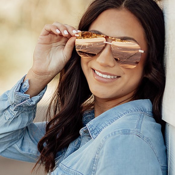 DIFF EyewearTahoe Brushed Gold Bronze Mirror - Picture 7 of 8